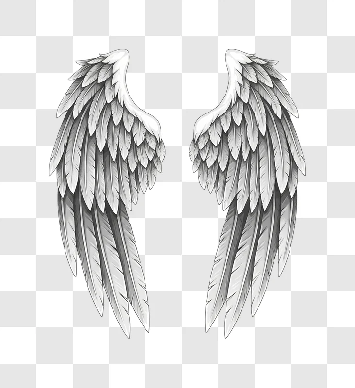pair of white angelic feathery wings
