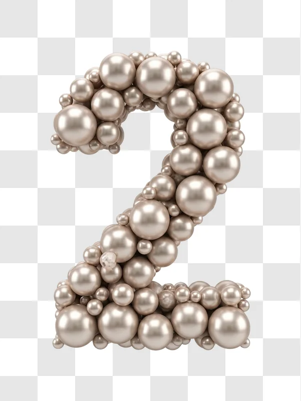pearls forming number two shape