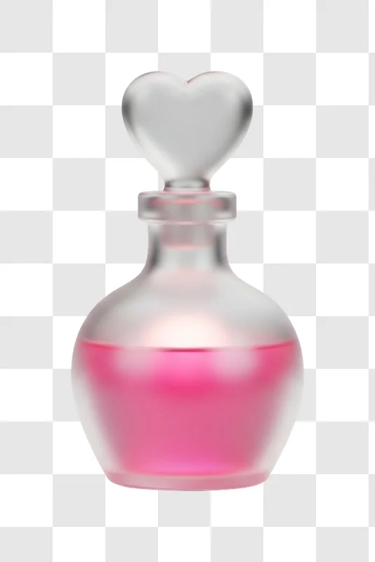 perfume bottle with heart shaped stopper