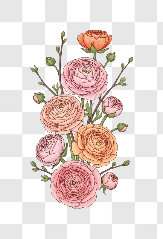 pink and orange flowers bunch