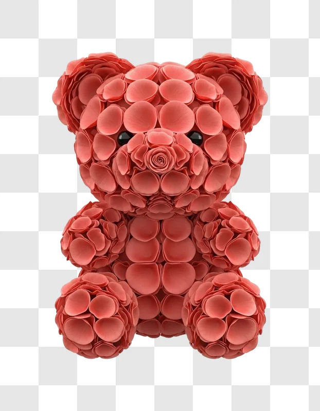 pink flower teddy bear closeup view