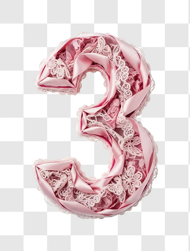 pink number three decorative lace design