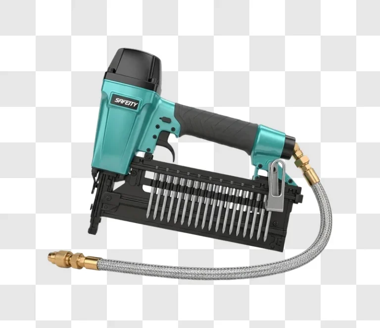 pneumatic nail gun with hose attached