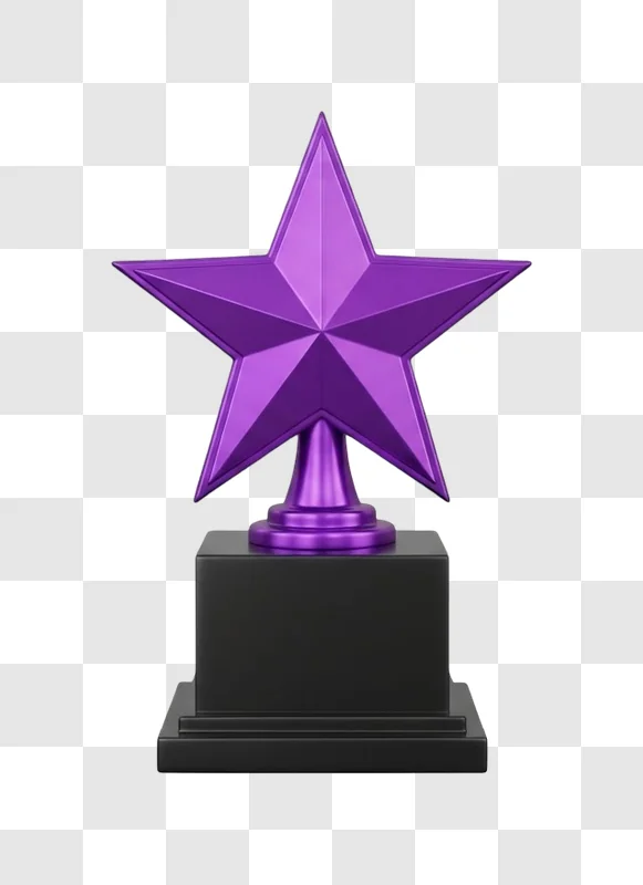 purple star shaped award trophy