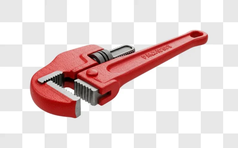 red adjustable pipe wrench tool closeup