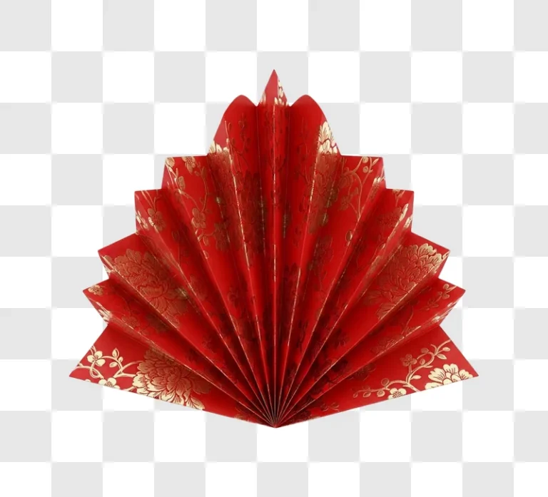 red and gold decorative paper fan