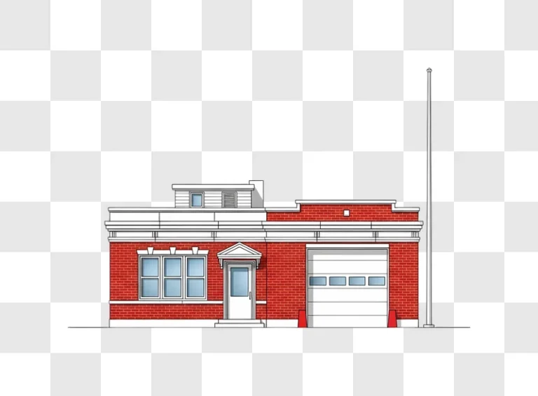 red brick building with garage door