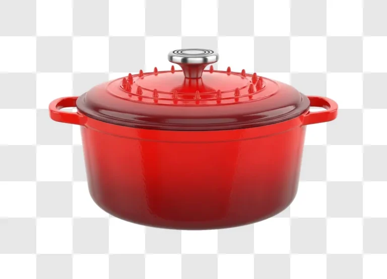 red dutch oven with lid