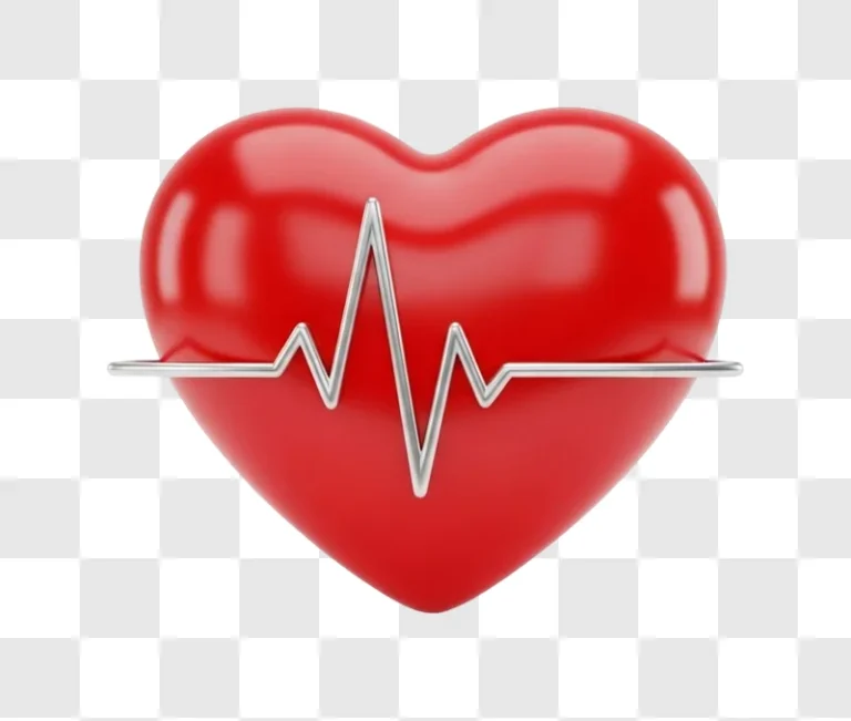red heart with ecg line