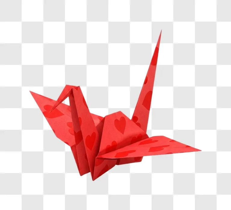 red origami crane bird paper fold