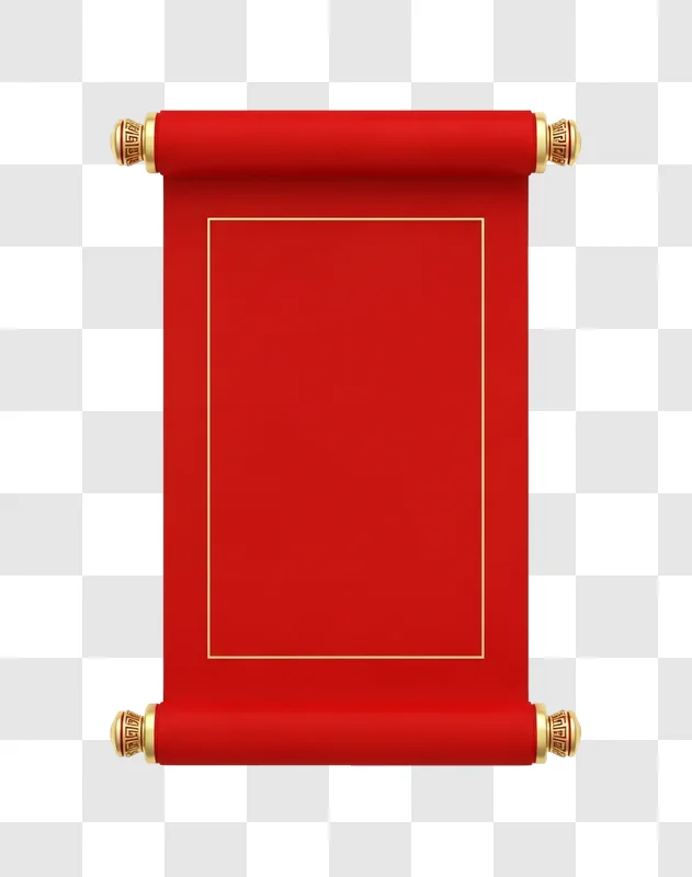 red parchment scroll with gold details