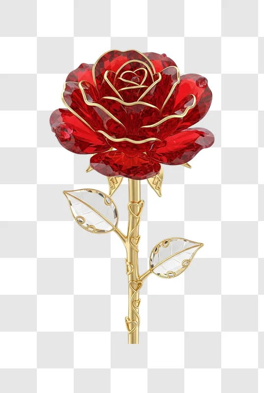 red rose with gold wire stem