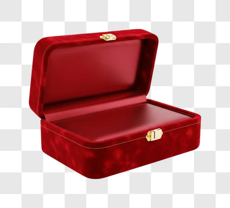 red velvet jewelry box with gold clasp