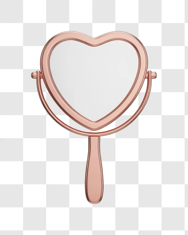 rose gold heart shaped handheld mirror