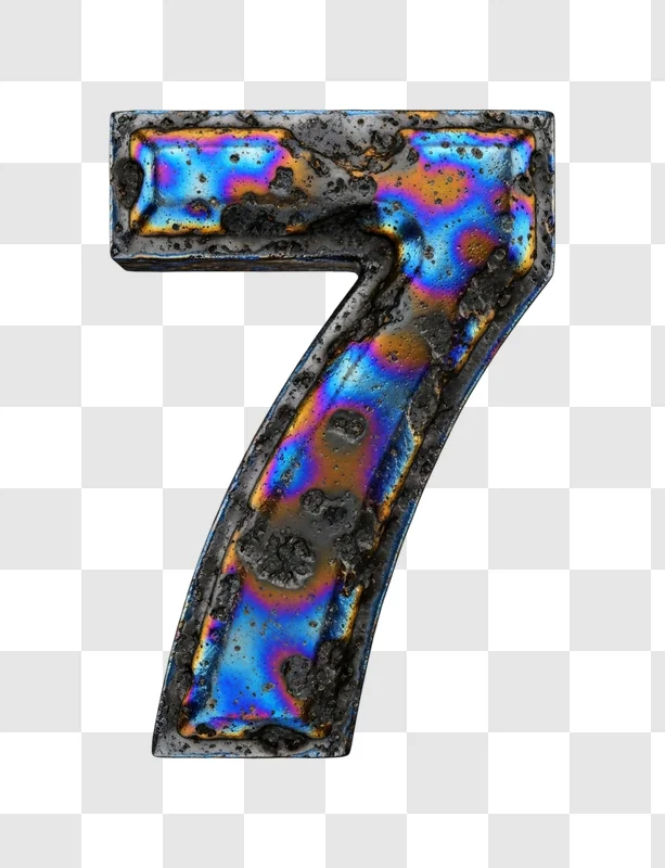 rusty metal number seven closeup