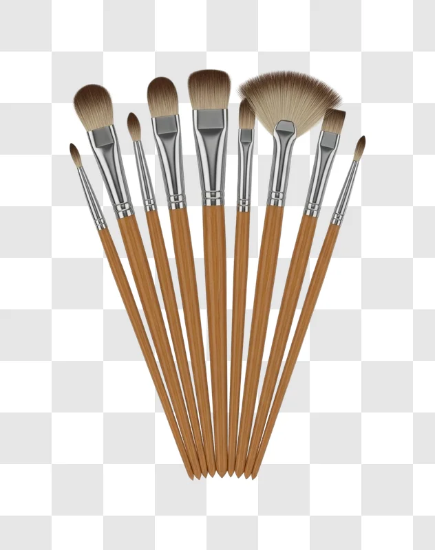 set of various paint brushes tools