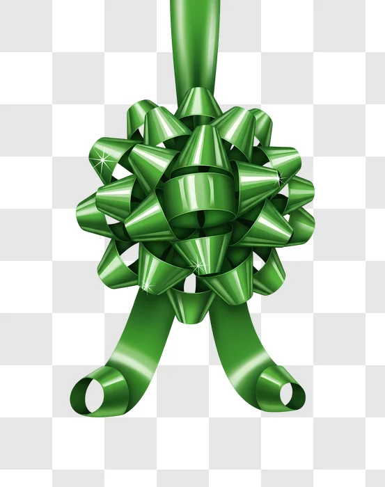 shimmering green ribbon gift bow closeup