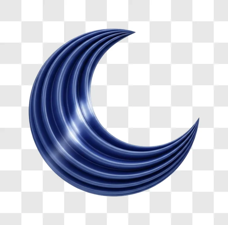 shiny blue metal crescent moon shape no shadow isolated png transparent background free for personal use
