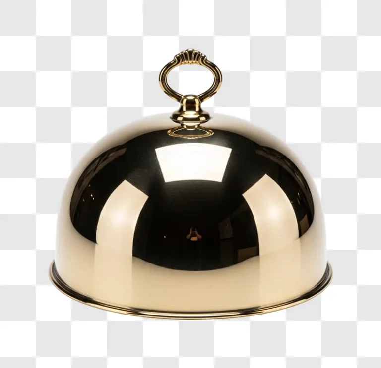 shiny metal cloche with handle decorative design asset png transparent background free download