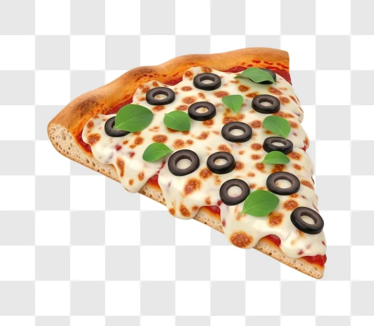slice of pizza with cheese and olives