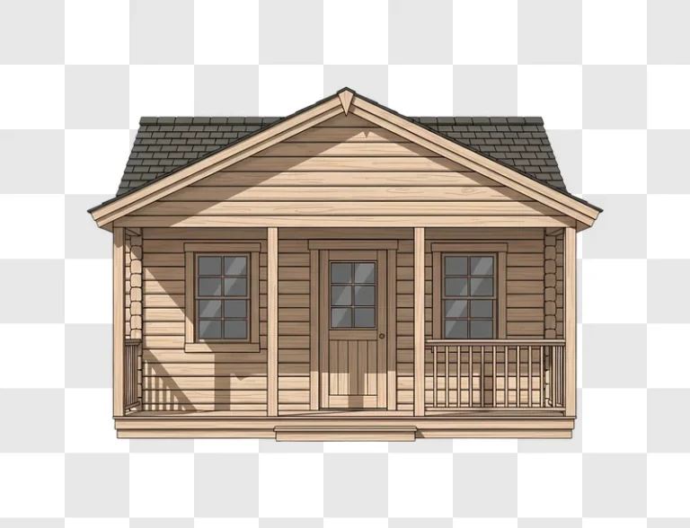 small wooden house front view