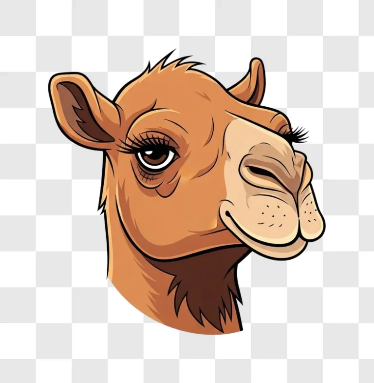 smiling cartoon camel head closeup face png transparent background personal use design resource