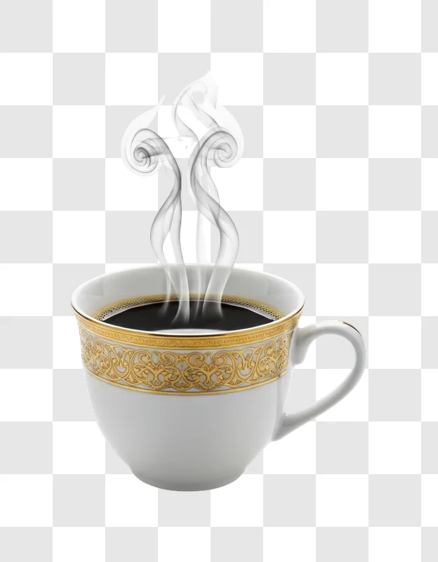 steaming hot coffee in cup decorative design asset png transparent background free download