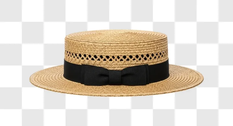 straw hat with black ribbon band