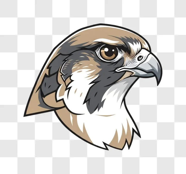 stylized brown falcon head profile png transparent background personal use design resource