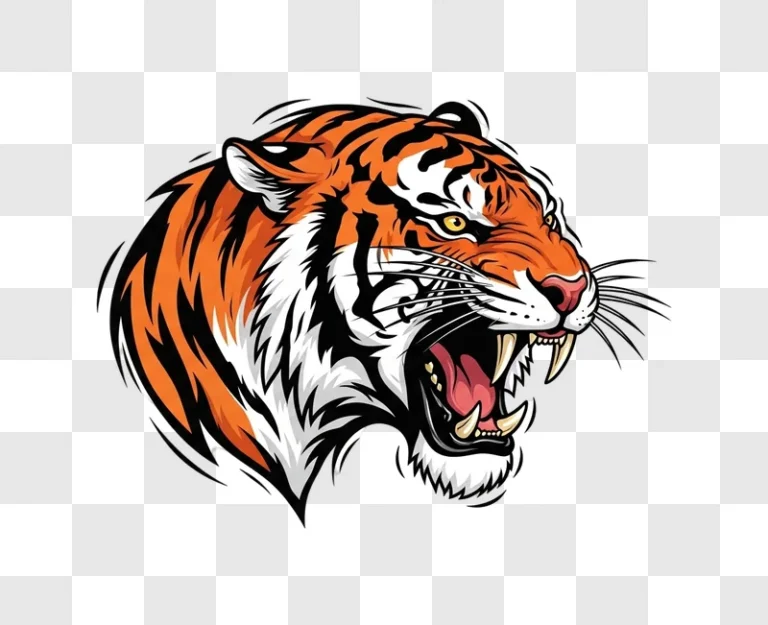 tiger head with open mouth roaring png transparent background personal use design resource