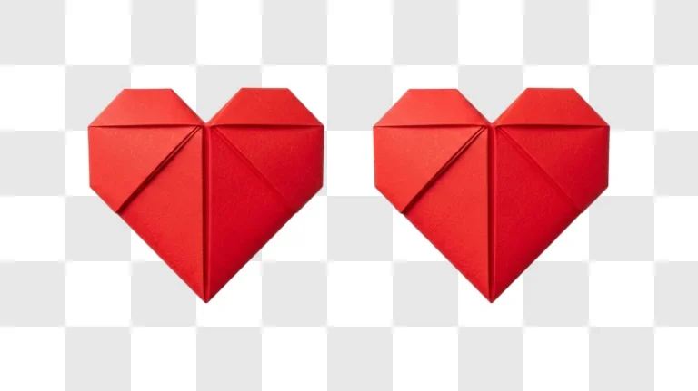 two red origami hearts made