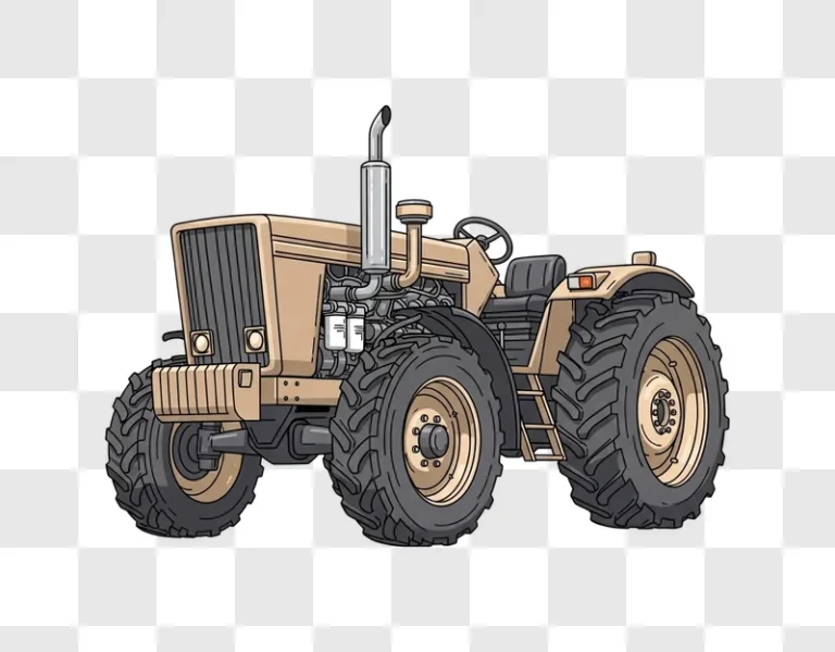 vintage tractor on white background