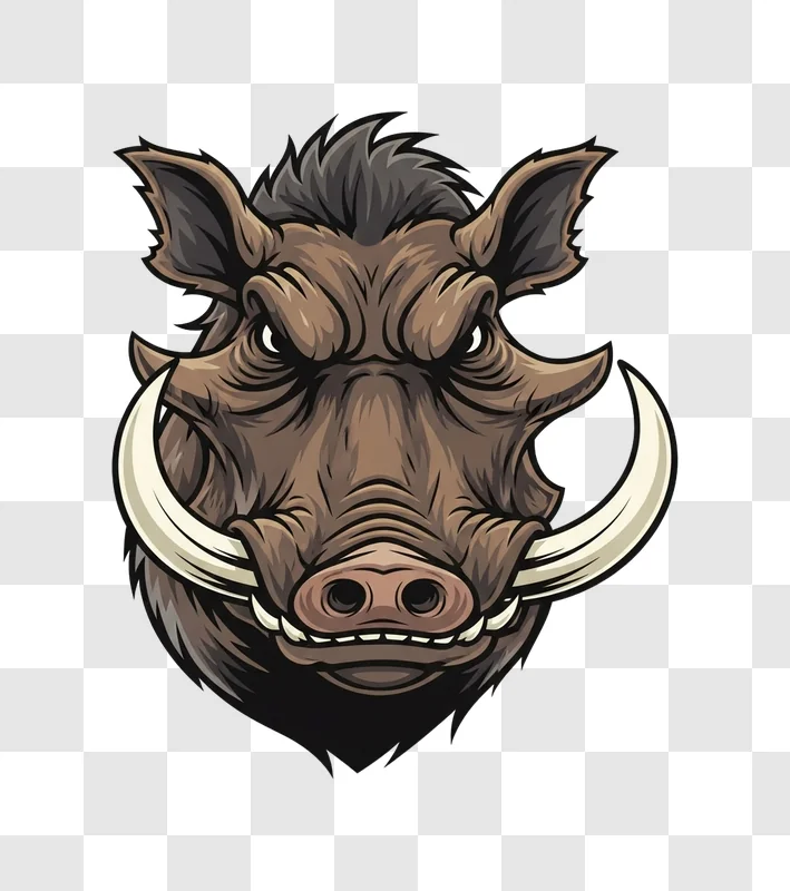 warthog face close up illustration