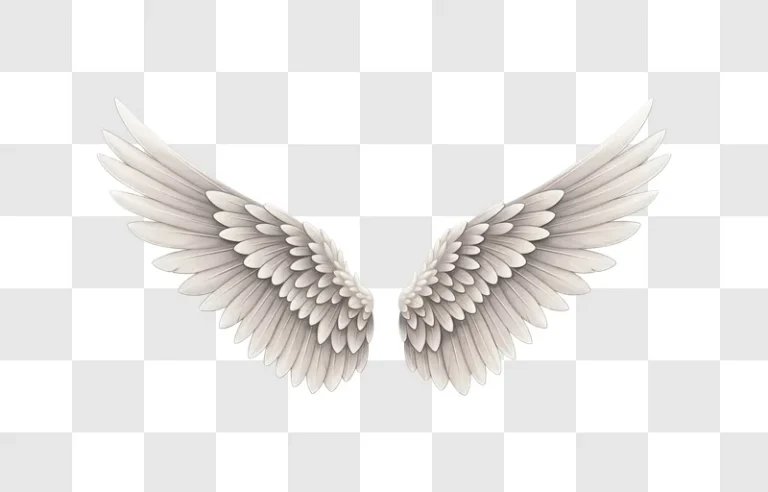 white angel wings isolated closeup