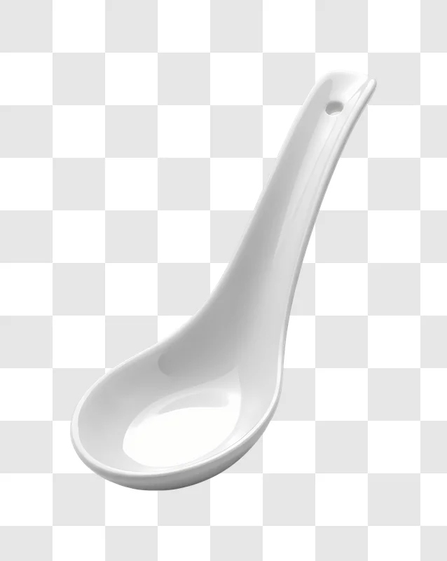 white ceramic serving spoon isolated
