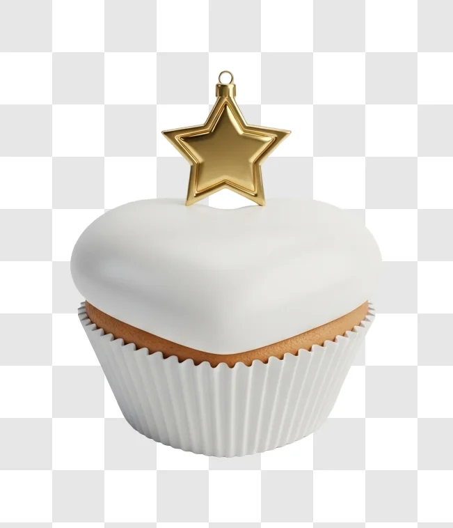 white cupcake with gold star