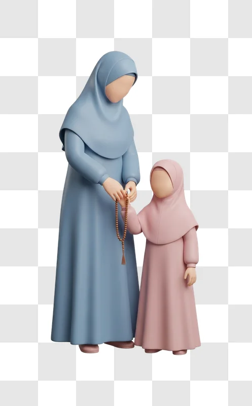 woman and little girl wearing hijab
