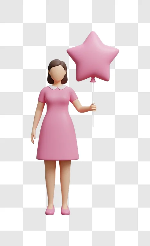woman holding pink star balloon