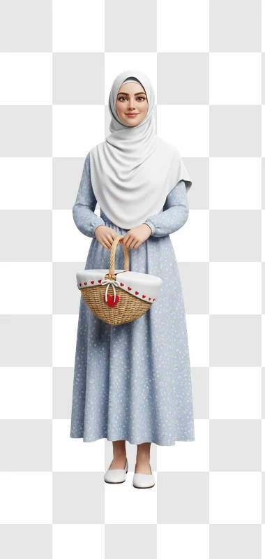 woman wearing hijab holding basket