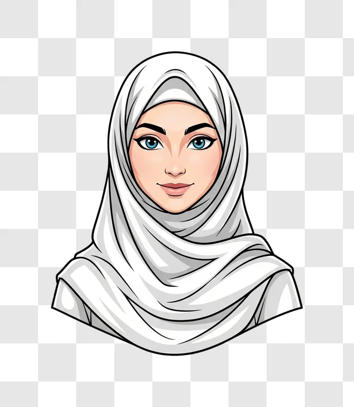 woman wearing white hijab illustration portrait