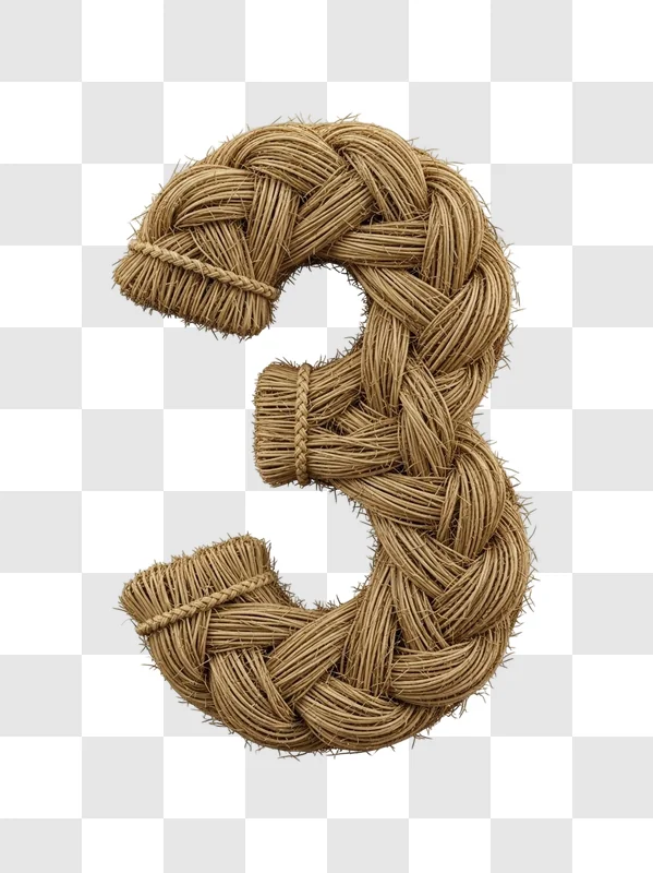 woven straw number three decoration