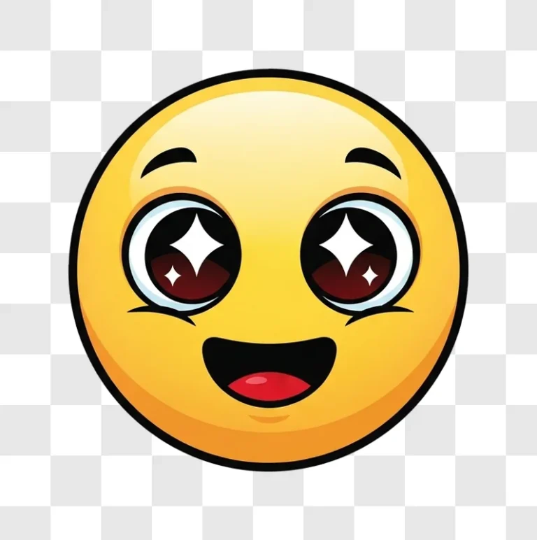 yellow emoji face with sparkling eyes