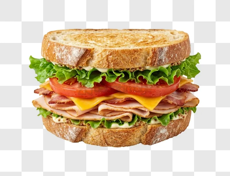 Delicious Sandwich With Fresh Ingredients on White layered bacon lettuce tomato