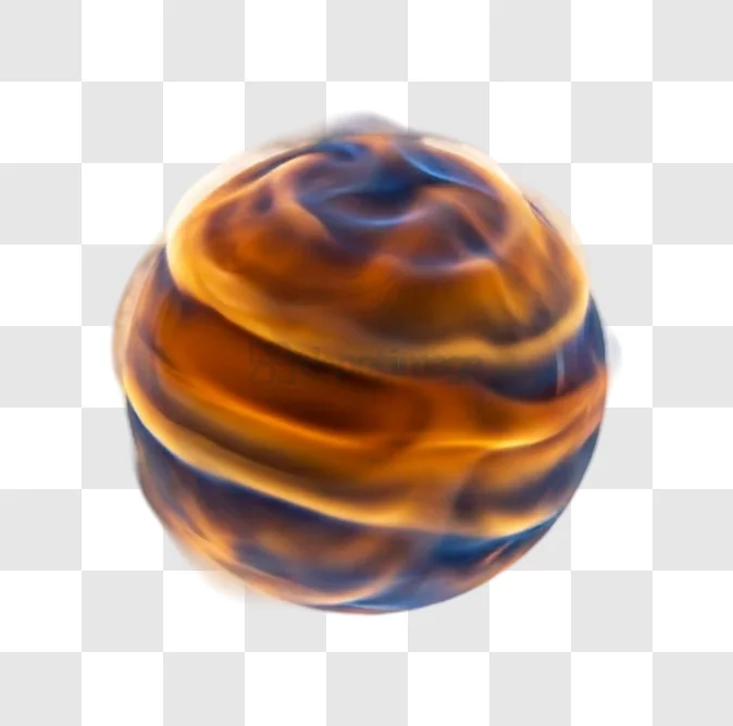 Abstract Swirling Fiery Orange and Blue Sphere vibrant colors dynamic motion