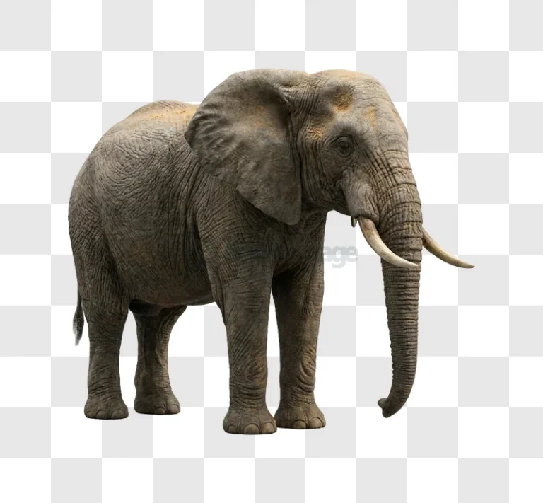 African Elephant Standing realistic grey skin tusks