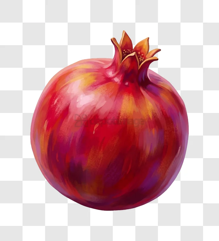 Artistic Pomegranate With Vibrant Colors painterly style red orange