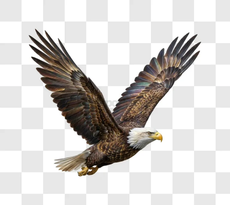 Bald Eagle Soaring With Wings Spread brown white feathers transparent background