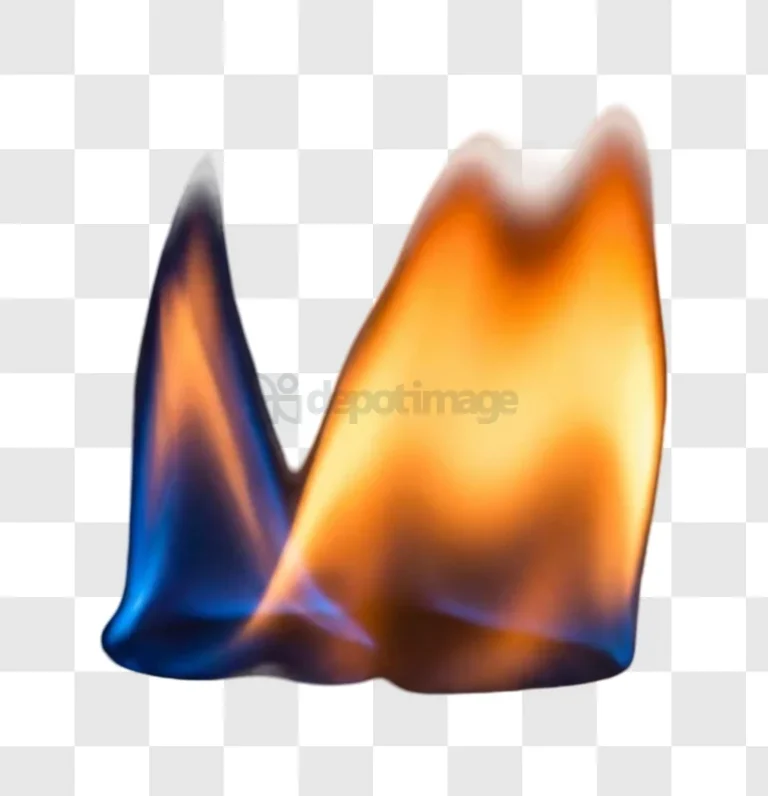 Blue and Orange Flames Dancing in Air vibrant transparent background