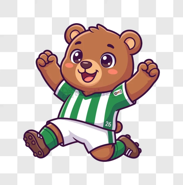 Cartoon Bear Mascot in Soccer Uniform cartoon style transparent background