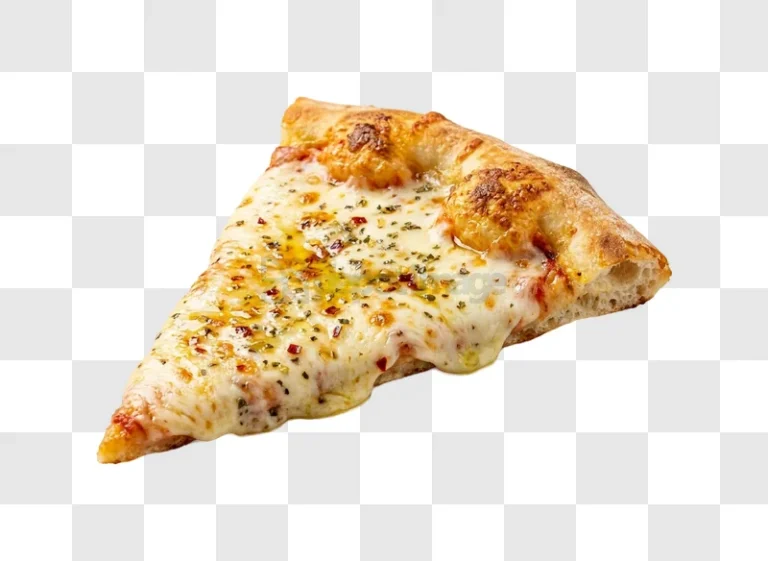 Cheesy Pizza Slice With Herbs close-up golden crust melted cheese